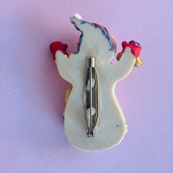 Set of 2 Vintage Snowmen Resin 3D Figural Holiday Brooch Pin - Picture 7 of 8